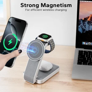 3 in 1 Foldable Wireless Travel Charging Station for MagSafe, Nightstand Magneti